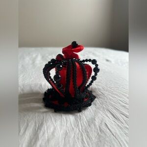 Clip on Mini Evil Queen Crown Wicked Black Beaded Gothic